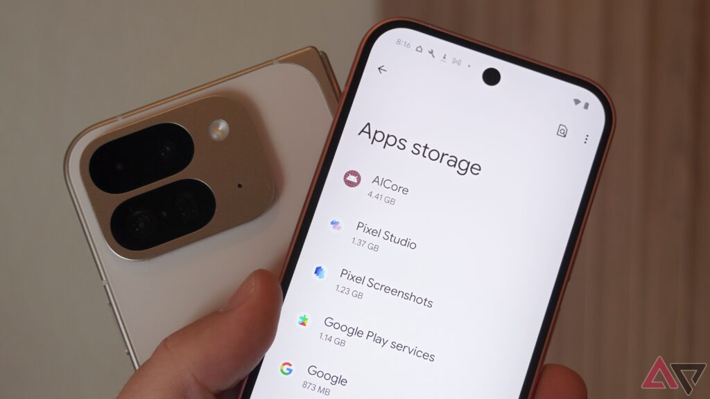 The app storage page opens on the Google Pixel 9.